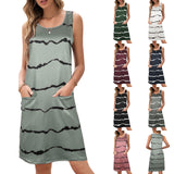 Sleeveless Nightgown Sleepwear Soft Pajama Dress Short Nightdress for Women Oversized Striped Mini Sundress Size S-5XL