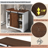 CUH Bathroom Storage Cabinet, Farmhouse Freestanding Accent Cabinet, Sliding Barn Door, Thick Top, Adjustable Shelf, Kitchen Buffet Entryway Table, Thick MDF Board