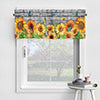 2 Piece Sunflower Printed Short Window Curtain Slot Top Cafe Tier Rod Pocket Kitchen Scarf Bathroom Valance