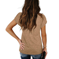 Womens Casual Summer Blouses Petal Cap Sleeve V Neck Shirt