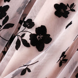 Women Mesh Embroidered A-Line Skirt Summer Casual Chic Elastic High Waist Maxi Skirt