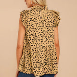 Women's Ruffled Floral Print Blouse Tops Ladies Casual Loose Sleeveless T Shirt