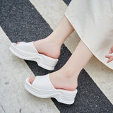 Ferndule Women's Wedge Platform Sandals Summer Slip On Beach Shoes