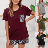 Pajamas Set for Women Short Sleeve Tops with Shorts Plus Size Loungewear Sleepwear 2 Piece Lounge Short Set