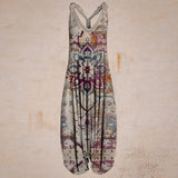 Long Romper Women V Neck Tank Tops Long Jupmsuits Loose Waist One Piece Bodysuit