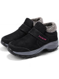 Womens Walking Shoes Winter Warm Fur Lining Ankle Boots Magic Tape Hiking Shoes