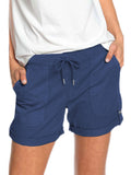 Women Folded Hem Short Hot Pants Plain Straight Leg Beach Shorts Mini Pant Buckle Bottoms