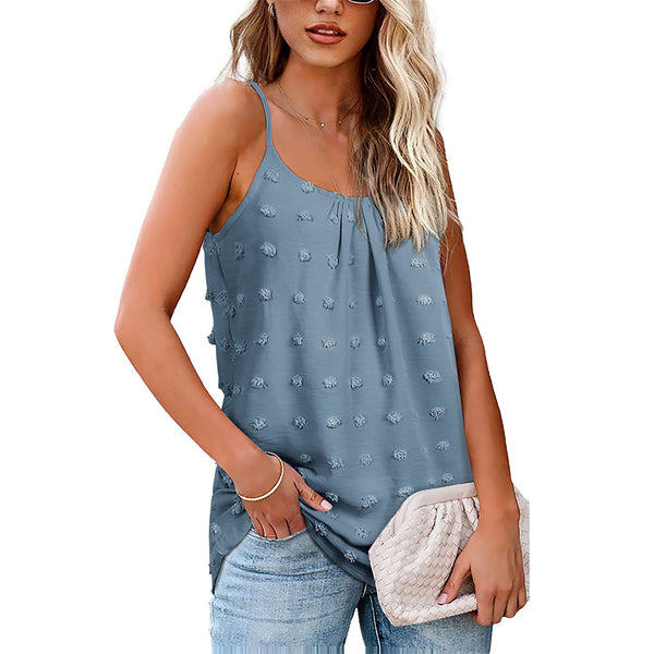 Womens Sleeveless Shirt Scoop Neck Spaghetti Strap Camisole