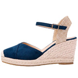 Womens Platform Espadrille Wedges High Heel Sandals with Ankle Strap Buckle Up Shoes