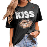 Women Distressed Hole Shirt Short Sleeve Round Neck T Shirt Blouse
