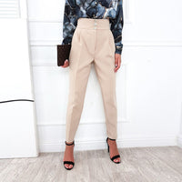 Womens Casual Lounge Dress Pants High Waist Work Office Business Slacks Slim Leg Pencil Pants with Button Pocket
