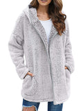 Frontwalk Womens Fuzzy Fleece Jacket Sherpa Winter Zip Up Hoodie Coat Outerwear Solid Open Front Hooded Cardigans with Pocket