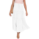 Women Plearws Long Maxi Skirts Tiered Ruffle Swing Skirts Summer Beach Boho Skrit