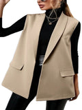 Frontwalk Casual Blazer Vest for Womens Sleeveless Suit Vest Spring Fall Cardigan Open Front Work Blazer Jacket Coat