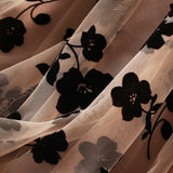 Women Mesh Embroidered A-Line Skirt Summer Casual Chic Elastic High Waist Maxi Skirt