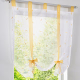 1pc Slot Top Rod Pocket Embroidery Floral Short Window Curtain Tie Up Voile Window Drape Sheer Cafe Tier Tulle Kitchen Scarf Bathroom Valance
