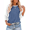 Women Color Matching Crew Neck 3/4 Sleeve T-Shirt Pullover Blouse Tops Tunic Tee