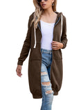 Frontwalk Casual Long Tunic Tops for Women Oversize Long Sleeve Zip Up Hoodie Sweatshirt Jacket Winter Fall Open Front Cardigan