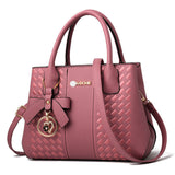 Women Braided PU Leather Shoulder Bag Crossbody Bag Handbag Tote Purse + Pendant