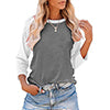 Women Color Matching Crew Neck 3/4 Sleeve T-Shirt Pullover Blouse Tops Tunic Tee