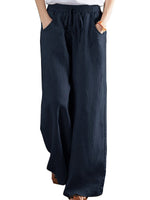 Womens Wide Leg Pants Elastic High Waist Palazzo Lounge Pants Casual Loose Pants with Pockets
