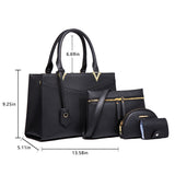 4Pcs Set Leather Handbag Tote Top Handle Satchel Purse Work Bag Shoulder Crossbody Bags with Wallet Card Bag for Women