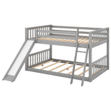Gplesas Teens Adults Kids Heavy Duty Full Over Full Full-Length Guardrail No Box Spring Needed Bunk Beds Frame With Convertible Slide And Ladder Space-Saving