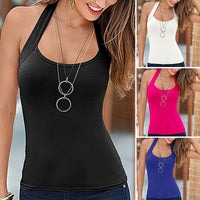 Sexy Tank Tops for women Solid Color Halter Tank Sleeveless Beach Tunic Tops Ladies Slim Camisole Vest