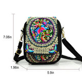Women Embroidery Cell Phone Wallet Purse Crossbody Shoulder Handbag Pouch Case