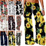 Women Wide Leg Yoga Long Pants Drawstring Loose Fit Fitness Casual Wear Trousers