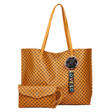 Women PU Leather Tote Shoulder Bag Handbag Satchel Purse With Clutch Bag Pom Pom