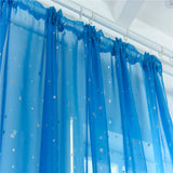 Stars Printed Tulle Sheer Curtain Transparent Window Drapes Voile Valance Decor