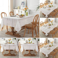 Hollow Cotton Table Cloth Cover Rectangle Square Tablecloth Kitchen Dining Decor