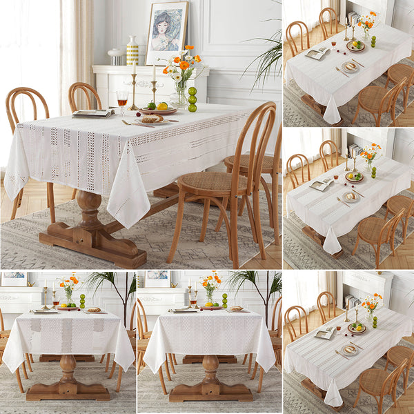 Hollow Cotton Table Cloth Cover Rectangle Square Tablecloth Kitchen Dining Decor