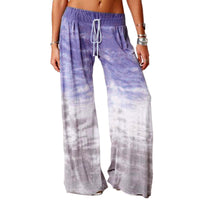 Women Casual Loose Gradient Printed Wide Leg Trouser Yoga Sport Pants Drawstring