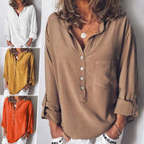 Women Long Sleeve Shirt V Neck Blouse for Autumn