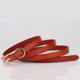 Women Ladies Skinny Pin Buckle Belt Genuine Leather Adjustable Dress Waistband