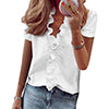 Women Ruffle Blouse Shirts Short Sleeve V-Neck Shirt Basic Summer Fashion Tops