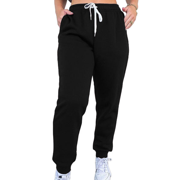 Ladies Drawstrings Trousers Lightweight Elastic Waist Casual Joggers Long Pants
