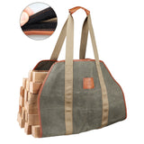 Firewood Log Carrier Bag Waxed Canvas Tote Bag Foldable Firewood Holder for Fireplaces Wood Stoves Outdoor Camping