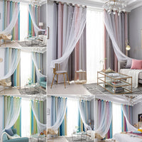 2-Layers Blackout Curtains Eyelet Ring Top Window Drapes Grommet Top Room Darkening Curtain Star Curtain Panel For Kids Boy Girl Bedroom Decor