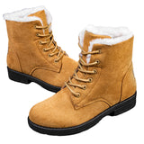 Women's Snow Boots Winter Ankle Boots Lace Up Cotton Warm Fur Lined Anti-Slip Platform Booties Outdoor