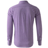 Men Casual Cotton Plaid Printed Long Sleeve Shirt Lapel Tops Blouse Button-Down