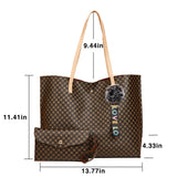 Women PU Leather Tote Shoulder Bag Handbag Satchel Purse With Clutch Bag Pom Pom