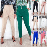 Womens Casual Lounge Dress Pants High Waist Work Office Business Slacks Slim Leg Pencil Pants with Button Pocket