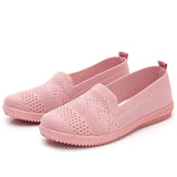 Women Comfortable Flat Slip On Shoes Casual Red Breathable Anti-slip Sneakers