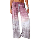 Women Casual Loose Gradient Printed Wide Leg Trouser Yoga Sport Pants Drawstring