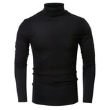 Men High Collar Long Sleeve Casual Tops T-Shirt Jumper Blouse Pullover Basic Tee