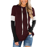 Women's Color Block Casual Loose Hooded Neck Long Sleeve Winter Pullover Hoodie