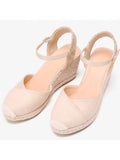 Womens Platform Espadrille Wedges High Heel Sandals with Ankle Strap Buckle Up Shoes